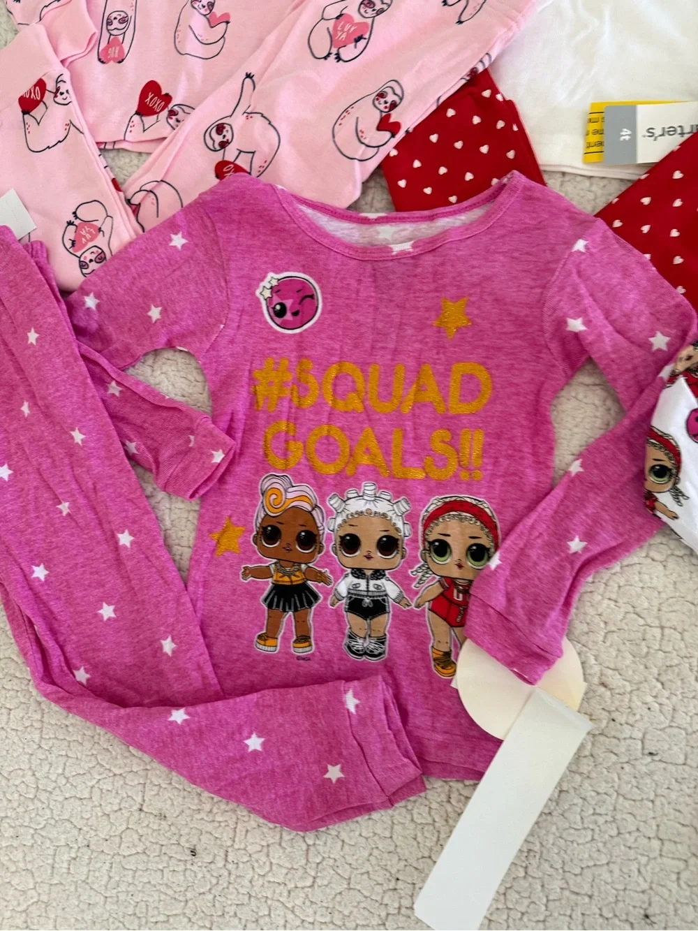 New girls Carter’s Gymboree L.O.L. Sz 4 Pink, White & Red Kids Pajama Set Bundle